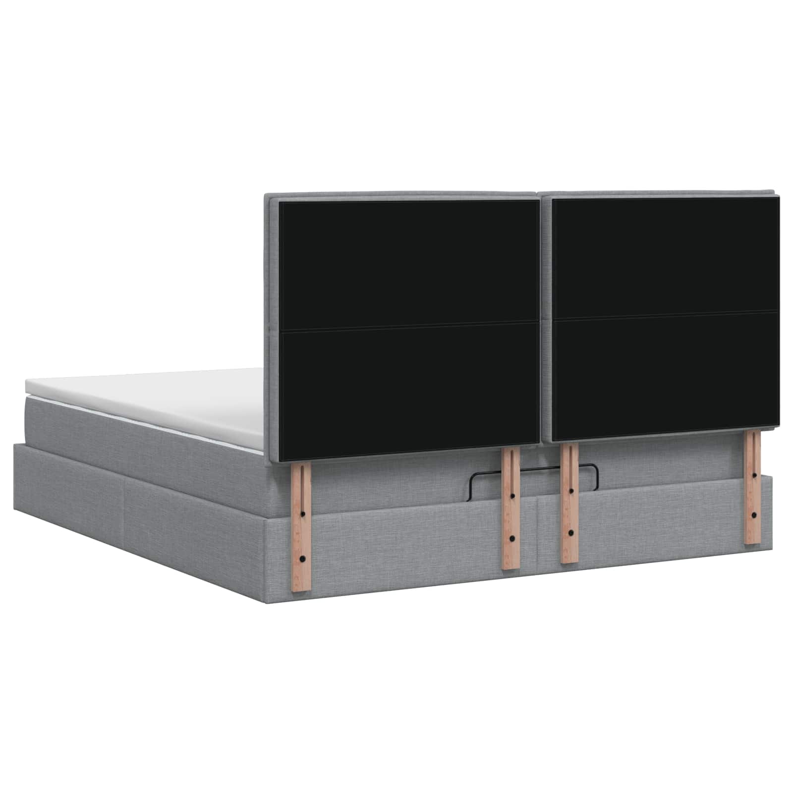 Ottoman Bed met Matrassen en LED Lichtgrijs 140 x 190 cm Stof