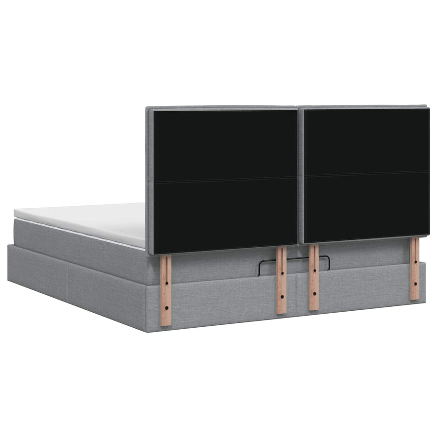 Ottoman Bed met Matrassen en LED Lichtgrijs 140 x 190 cm Stof