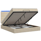 Ottoman Bed met Matrassen en LED Crèmekleurig 140 x 190 cm Stof
