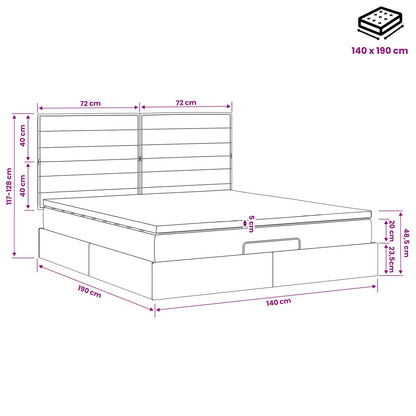 Ottoman Bed met Matrassen en LED Blauw 140 x 190 cm Stof