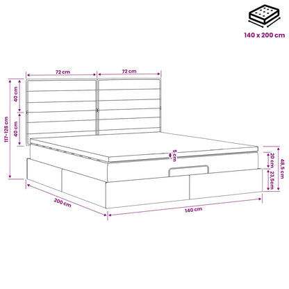 Ottoman Bed met Matrassen en LED Lichtgrijs 140 x 200 cm Stof