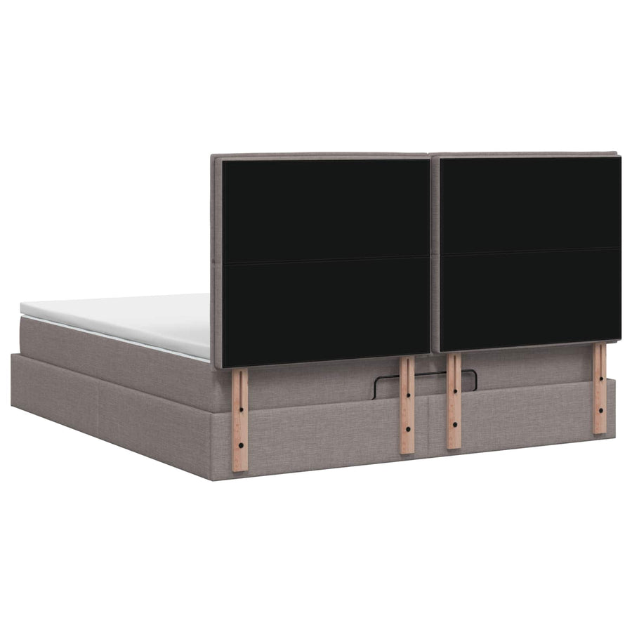 Ottoman Bed met Matrassen en LED Taupe 140 x 200 cm Stof