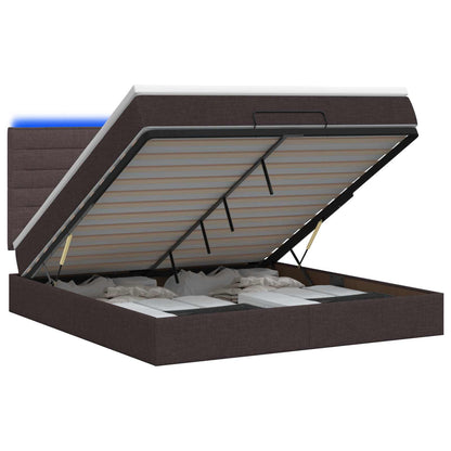 Ottoman Bed met Matrassen en LED Donkerbruin 160 x 200 cm Stof