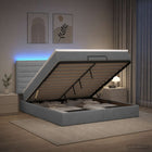 Ottoman bed 180x200 cm stof lichtgrijs met matras en led