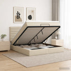 Ottoman bed 160x200 cm stof crèmekleurig