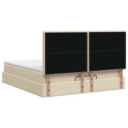 Ottoman Bed met Matrassen en LED Crèmekleurig 180 x 200 cm Stof