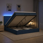 Ottoman bed blauw 160x200 cm met matras en LED