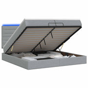 Ottoman bed 200x200 cm lichtgrijs stof met opbergruimte