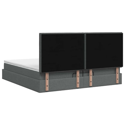 Ottoman Bed met Matrassen en LED Donkergrijs 200 x 200 cm Stof