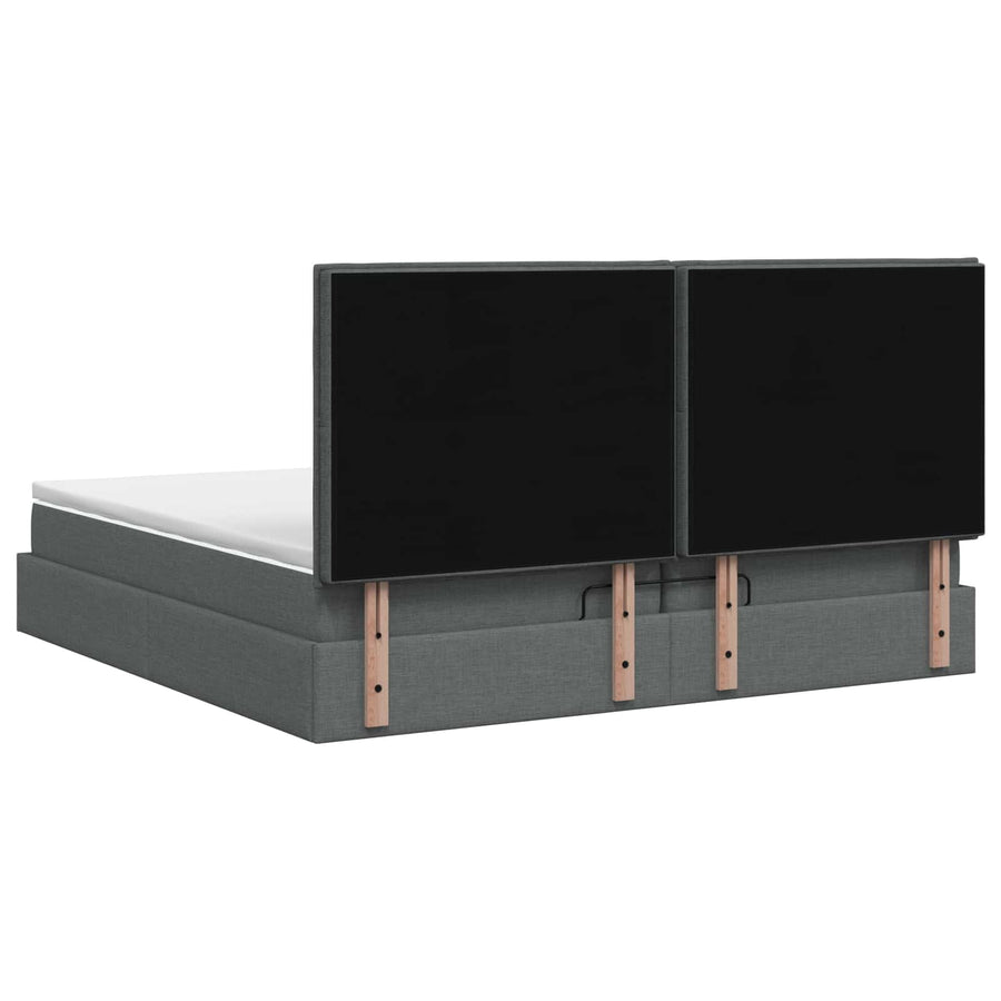 Ottoman Bed met Matrassen en LED Donkergrijs 200 x 200 cm Stof