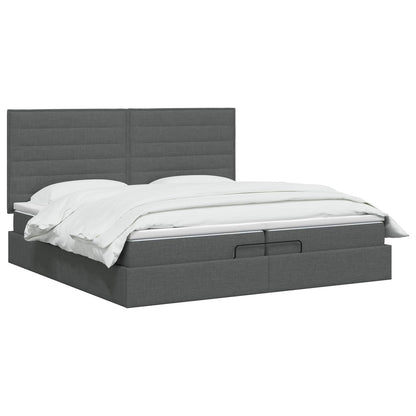 Ottoman Bed met Matrassen en LED Donkergrijs 200 x 200 cm Stof