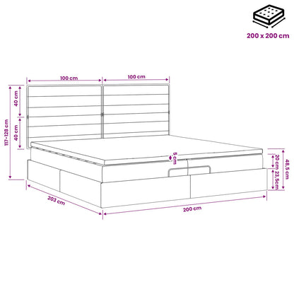 Ottoman Bed met Matrassen en LED Donkergrijs 200 x 200 cm Stof