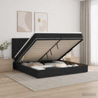 Ottoman bed 200x200 cm zwart stof met matras LED