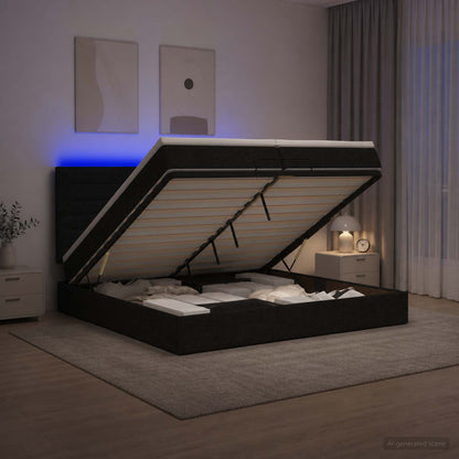 Ottoman Bed met Matrassen en LED Zwart 200 x 200 cm Stof