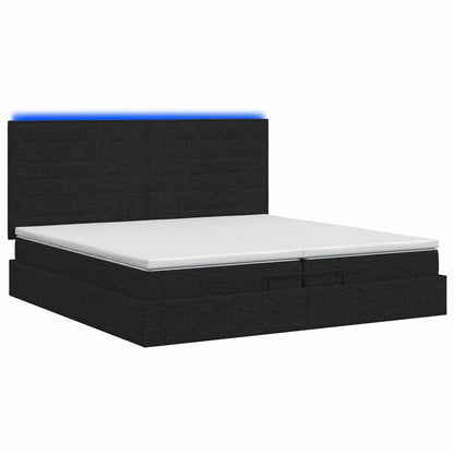 Ottoman Bed met Matrassen en LED Zwart 200 x 200 cm Stof