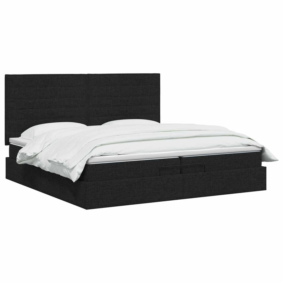 Ottoman Bed met Matrassen en LED Zwart 200 x 200 cm Stof