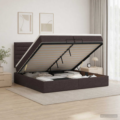 Ottoman bed met matras Donkerbruin 200 x 200 cm Stof
