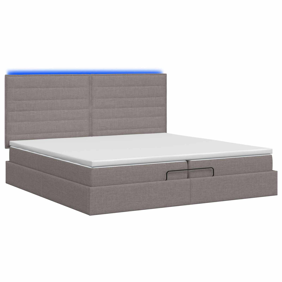 Ottoman Bed met Matrassen en LED Taupe 200 x 200 cm Stof