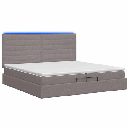 Ottoman Bed met Matrassen en LED Taupe 200 x 200 cm Stof