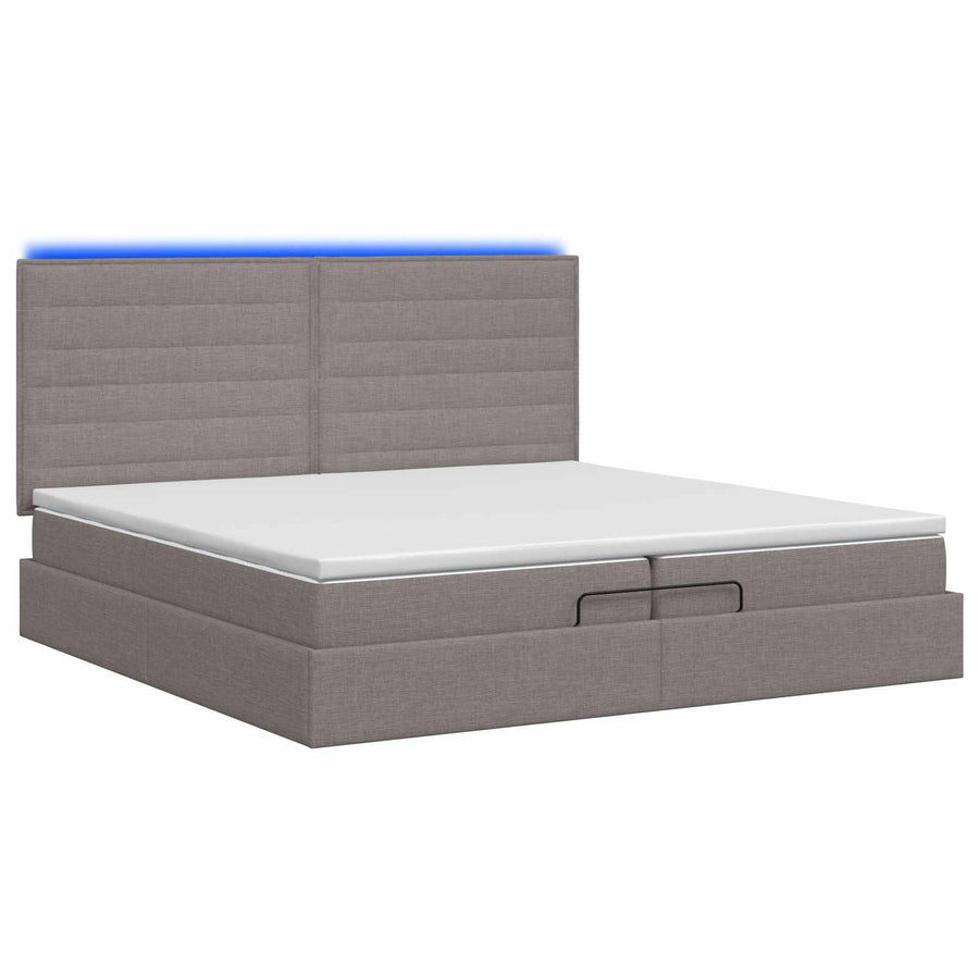 Ottoman Bed met Matrassen en LED Taupe 200 x 200 cm Stof