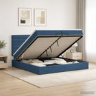 Ottoman bed 200x200 cm blauw stof met opbergruimte