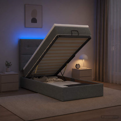 Ottoman Bed met Matrassen en LED Donkergrijs 90 x 200 cm Stof