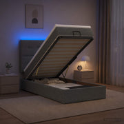 Ottoman bed 100x200 cm donkergrijs met LED en opbergruimte