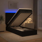 Ottoman bed 100x200 cm zwart met matras en LED