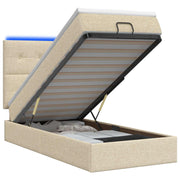 Ottoman bed 80x200 cm crèmekleurig met matras