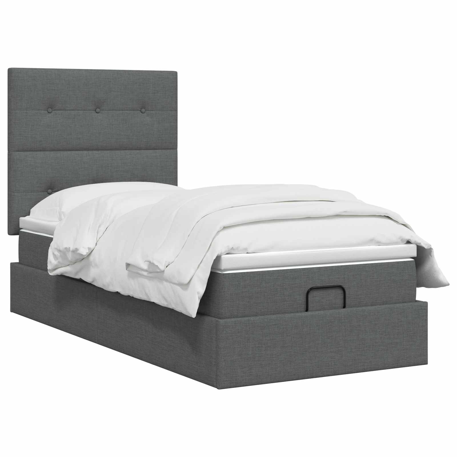 Ottoman Bed met Matrassen en LED Donkergrijs 90 x 190 cm Stof