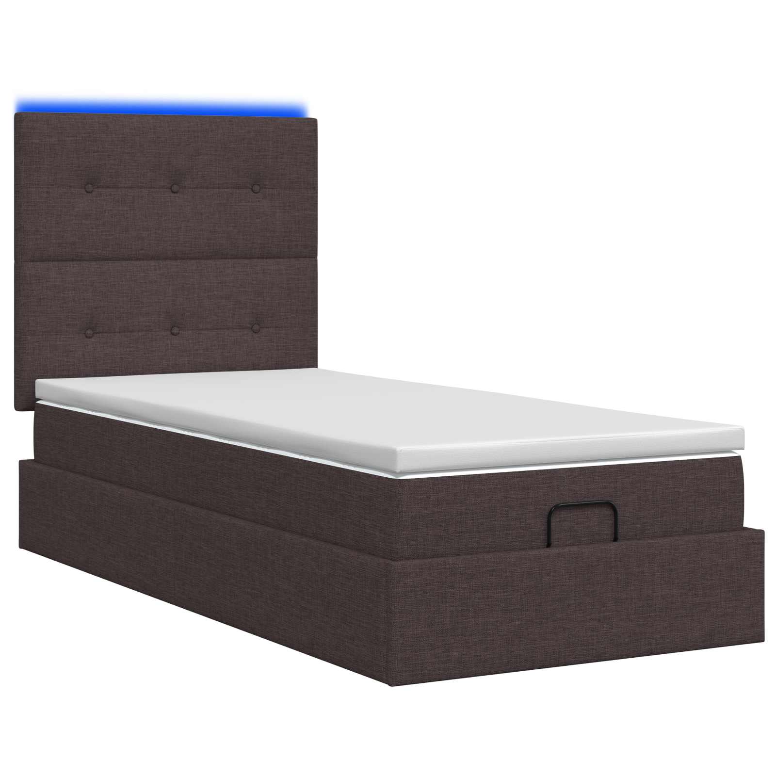Ottoman Bed met Matrassen en LED Donkerbruin 90 x 190 cm Stof