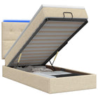 Ottoman Bed met Matrassen en LED Crèmekleurig 90 x 190 cm Stof