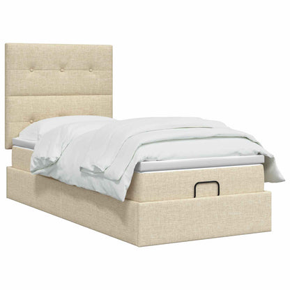 Ottoman Bed met Matrassen en LED Crèmekleurig 90 x 190 cm Stof