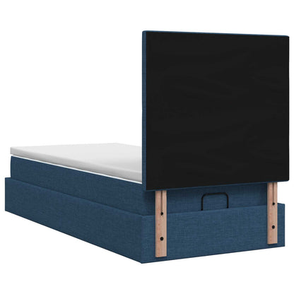 Ottoman Bed met Matrassen en LED Blauw 90 x 190 cm Stof