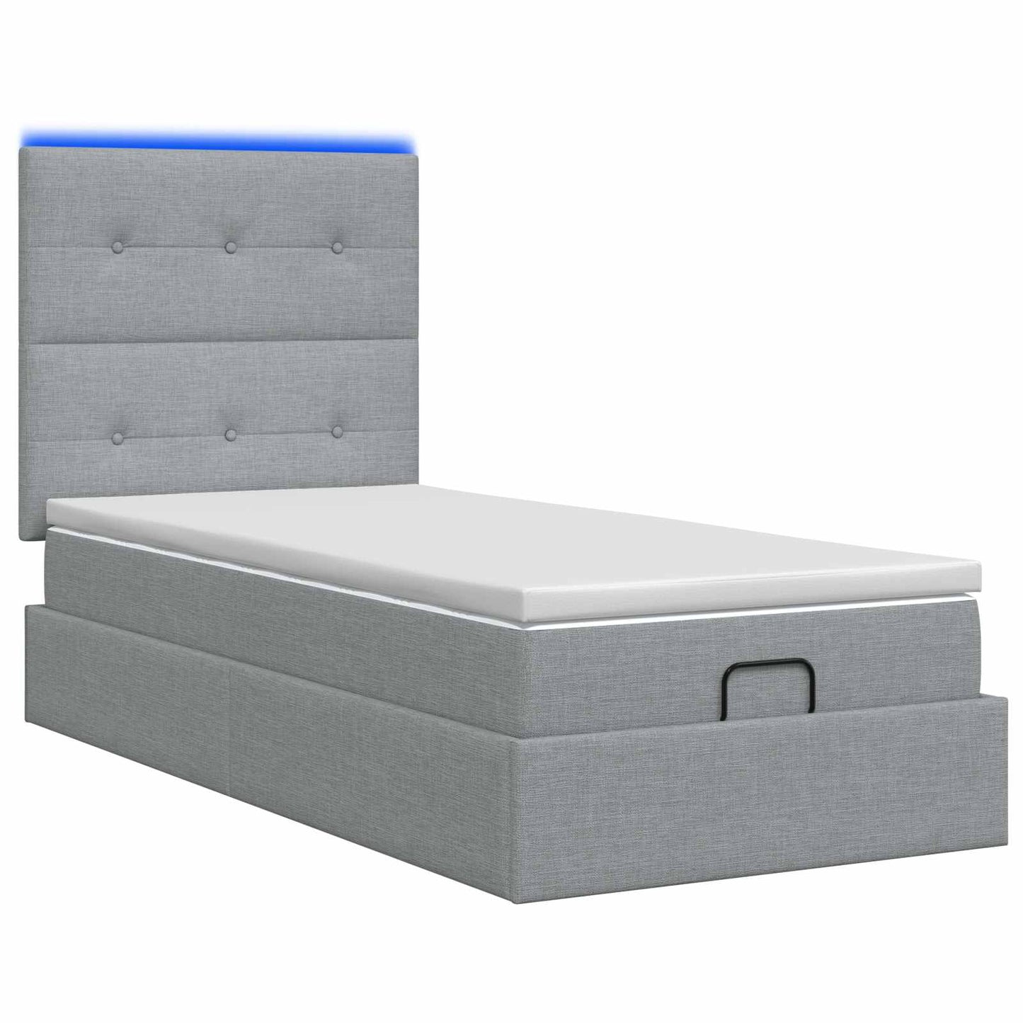 Ottoman Bed met Matrassen en LED Lichtgrijs 90 x 200 cm Stof