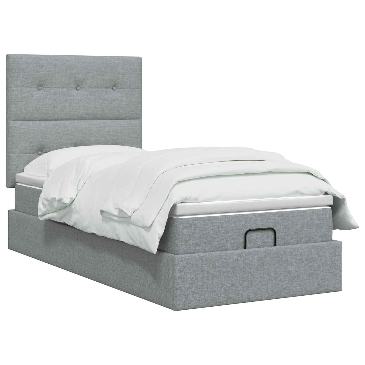 Ottoman Bed met Matrassen en LED Lichtgrijs 100 x 200 cm Stof