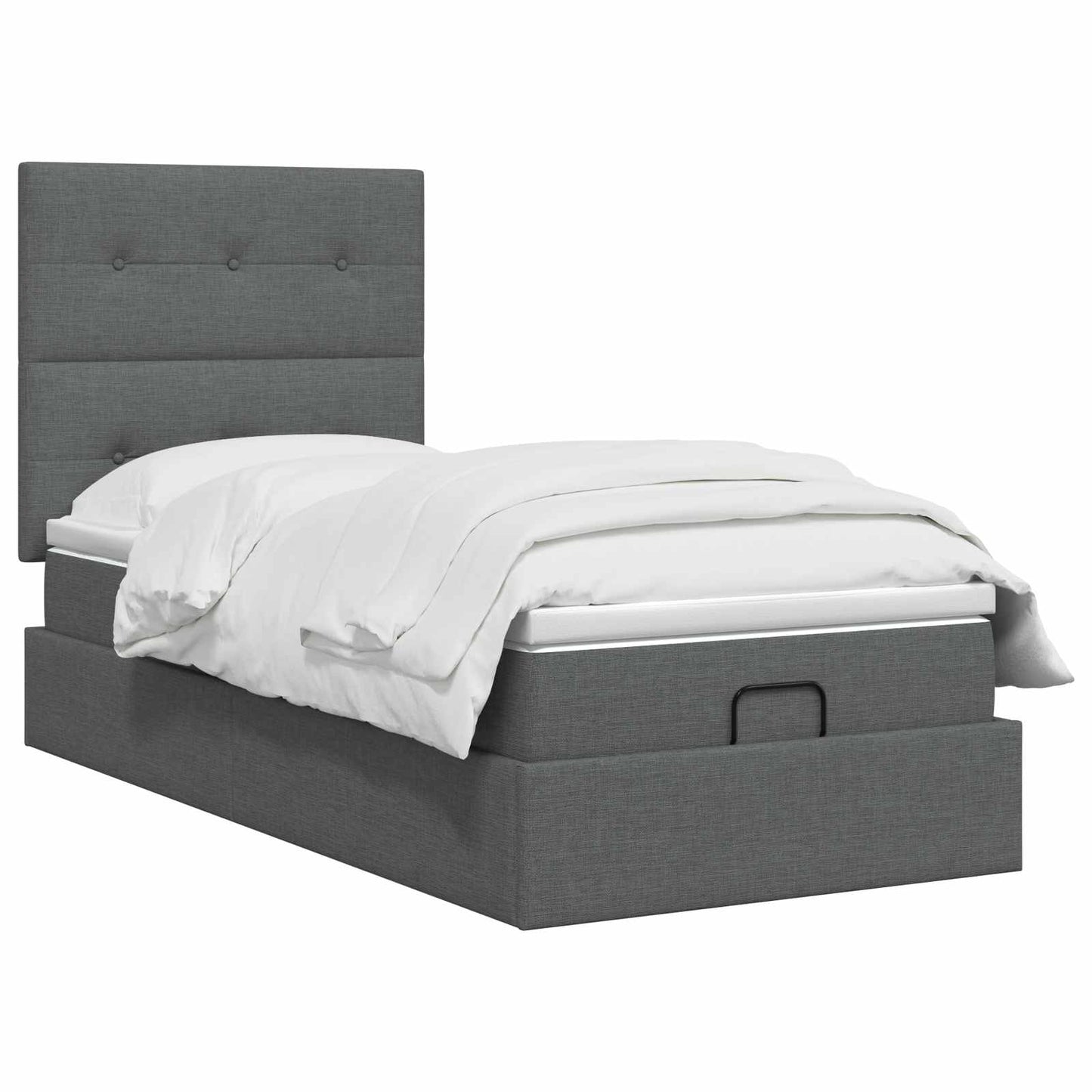 Ottoman Bed met Matrassen en LED Donkergrijs 100 x 200 cm Stof