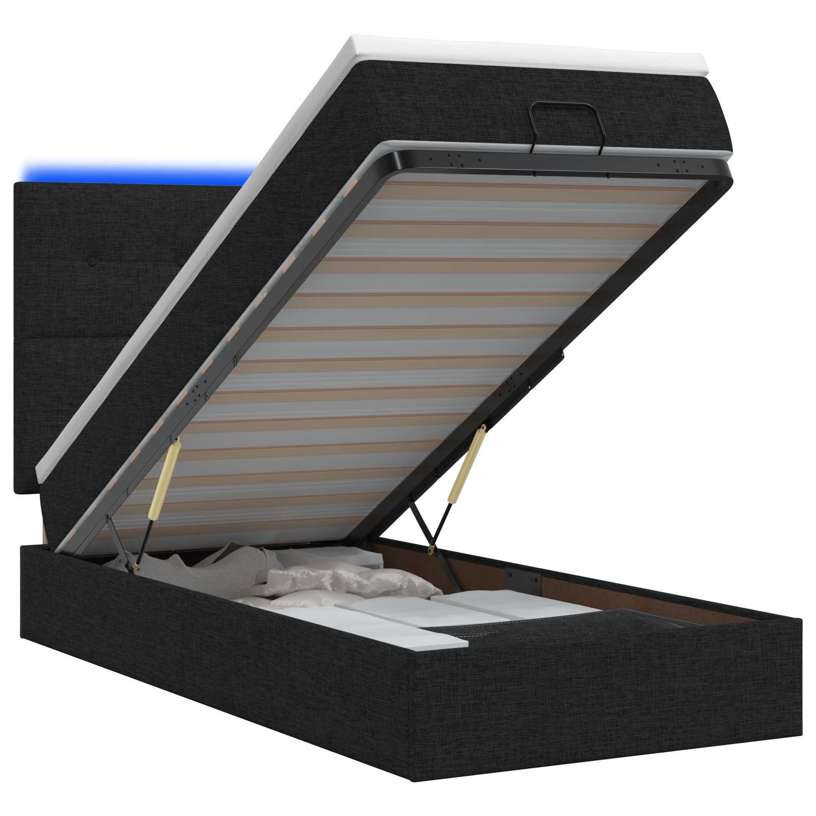Ottoman Bed met Matrassen en LED Zwart 100 x 200 cm Stof
