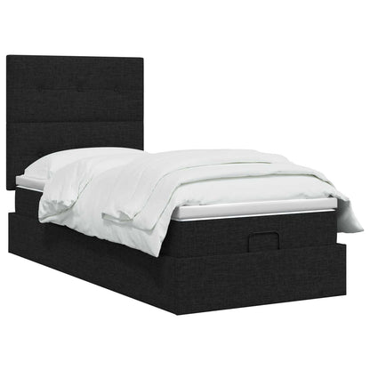 Ottoman Bed met Matrassen en LED Zwart 100 x 200 cm Stof