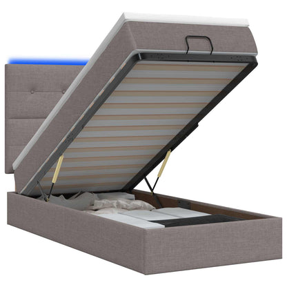 Ottoman Bed met Matrassen en LED Taupe 100 x 200 cm Stof