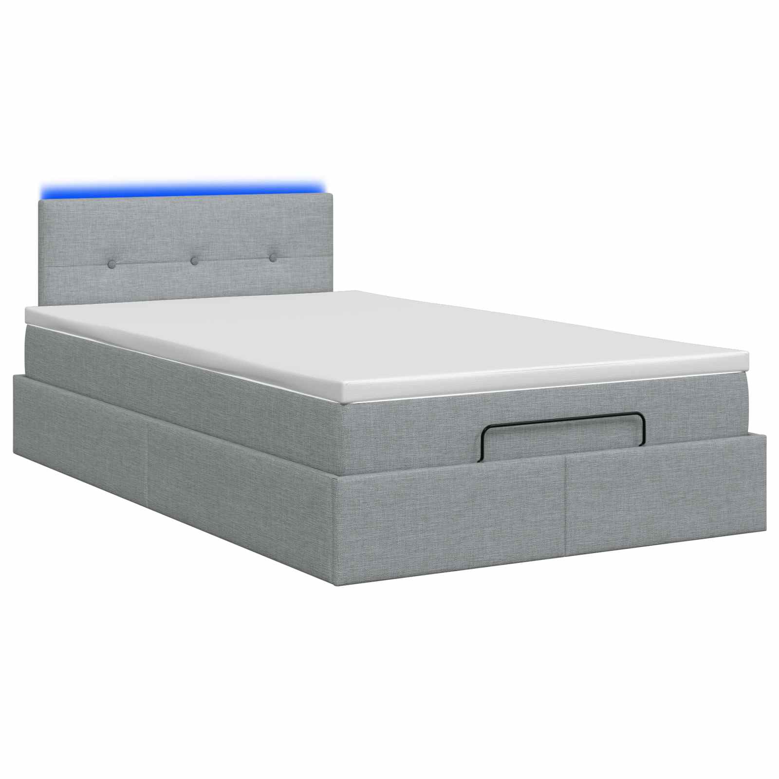 Ottoman Bed met Matrassen en LED Lichtgrijs 120 x 190 cm Stof