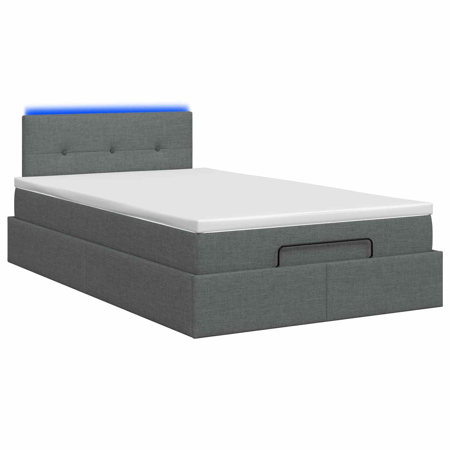 Ottoman Bed met Matrassen en LED Donkergrijs 120 x 190 cm Stof