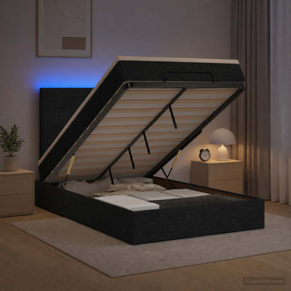 Ottoman Bed met Matrassen en LED Zwart 120 x 190 cm Stof