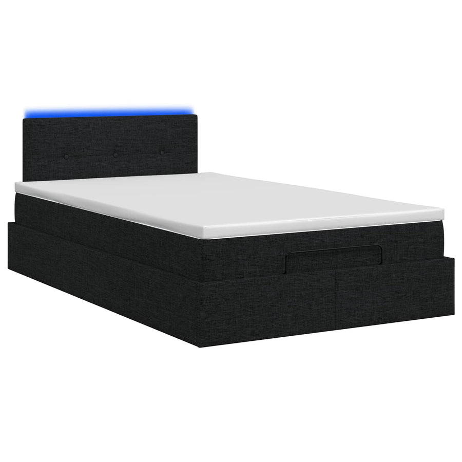 Ottoman Bed met Matrassen en LED Zwart 120 x 190 cm Stof