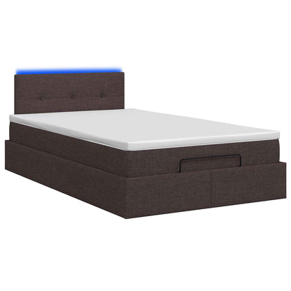 Ottoman Bed met Matrassen en LED Donkerbruin 120 x 190 cm Stof