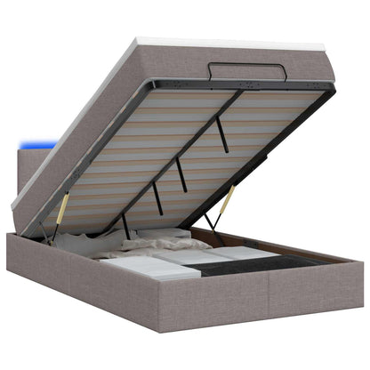 Ottoman Bed met Matrassen en LED Taupe 120 x 190 cm Stof