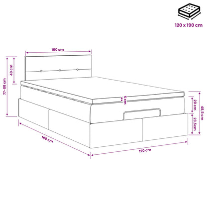 Ottoman Bed met Matrassen en LED Taupe 120 x 190 cm Stof