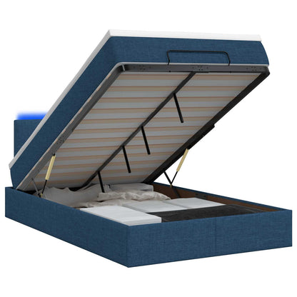 Ottoman Bed met Matrassen en LED Blauw 120 x 190 cm Stof
