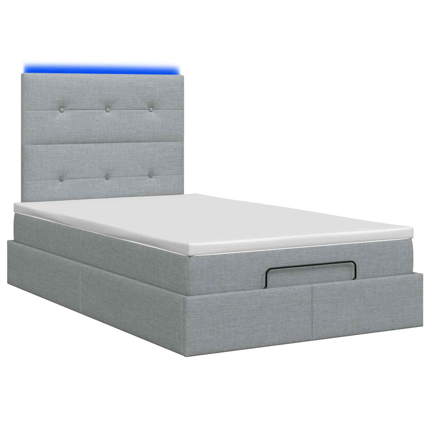 Ottoman Bed met Matrassen en LED Lichtgrijs 120 x 200 cm Stof