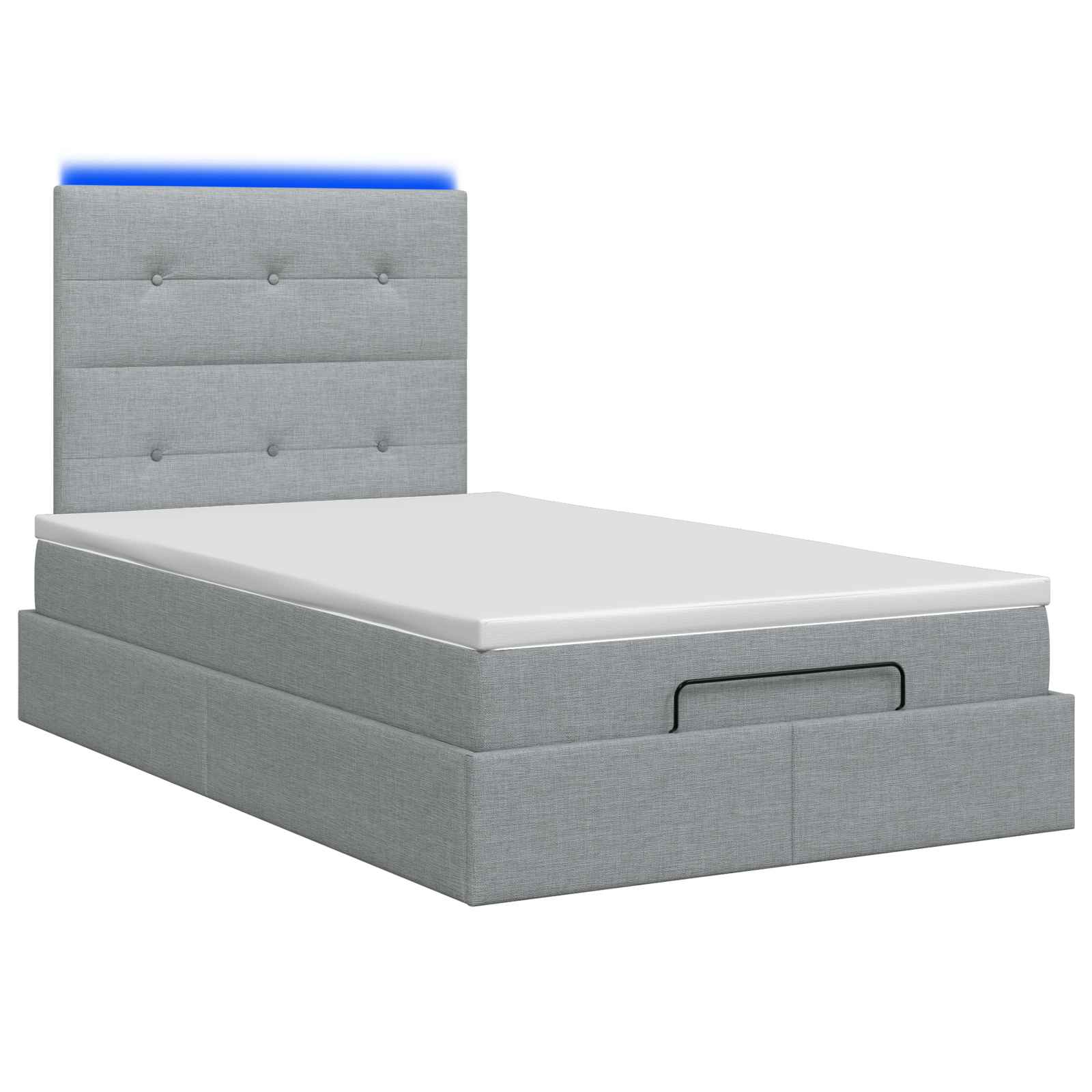 Ottoman Bed met Matrassen en LED Lichtgrijs 120 x 200 cm Stof